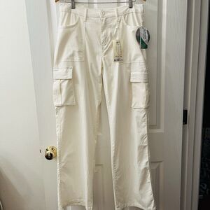 Lovegen Wide Leg Cargo Pants Women’s 11/31 Cream Beige Ecru Pockets MSRP $120